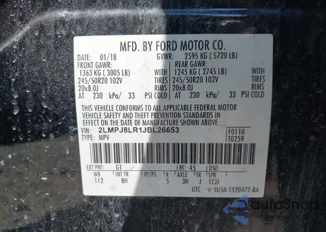 2018 Lincoln Mkx Reserve из США, поврежденный, VIN 2LMPJ8LR1JBL26653